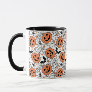 Caneca Padrão de Dia das Bruxas Spooky Pumpkin