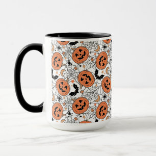 Caneca Padrão de Dia das Bruxas Spooky Pumpkin