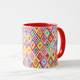 Caneca Padrão de diamantes em aquarela fofa