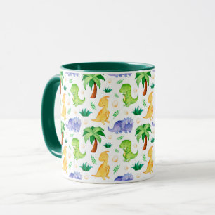 Caneca Padrão de Dinossauro de Neon Watercolor Cute