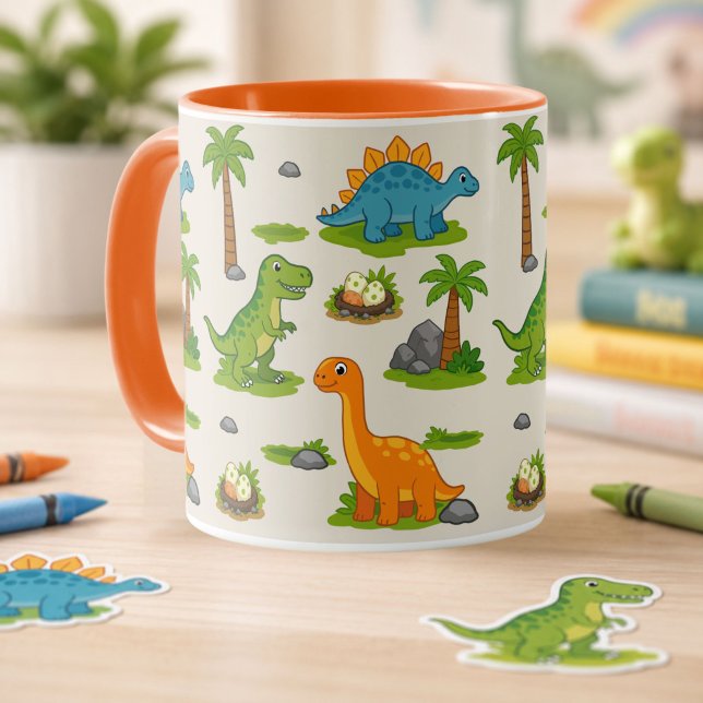 Caneca Padrão de Dinossauro Fofo para Crianças  (Criador carregado)