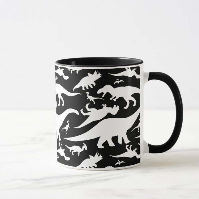 Caneca Padrão de Dinossauro Preto e Branco (Direita)