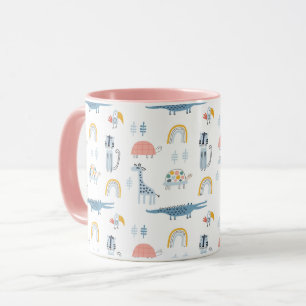 Caneca Padrão de Diversão de Animais de Doodle
