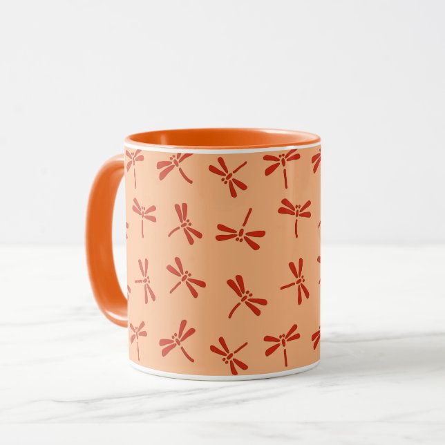 Caneca Padrão de Dragonfly Japonês, tangerina laranja (Frente Esquerda)