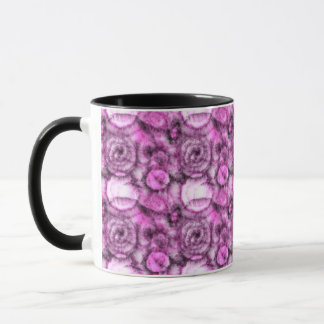 Caneca Padrão de espiral de coloração branca e rosa