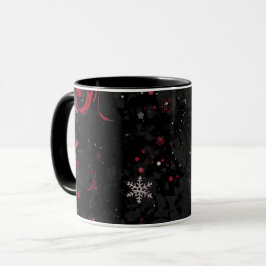Caneca Padrão de espiral de natal abstrato no preto dramá