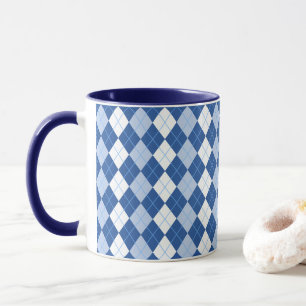 Caneca Padrão de Estilo Azul e Branco sem costura