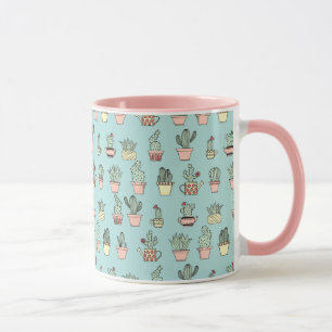 Caneca Padrão De Estilo Desenhado À Mão De Cactus Colo