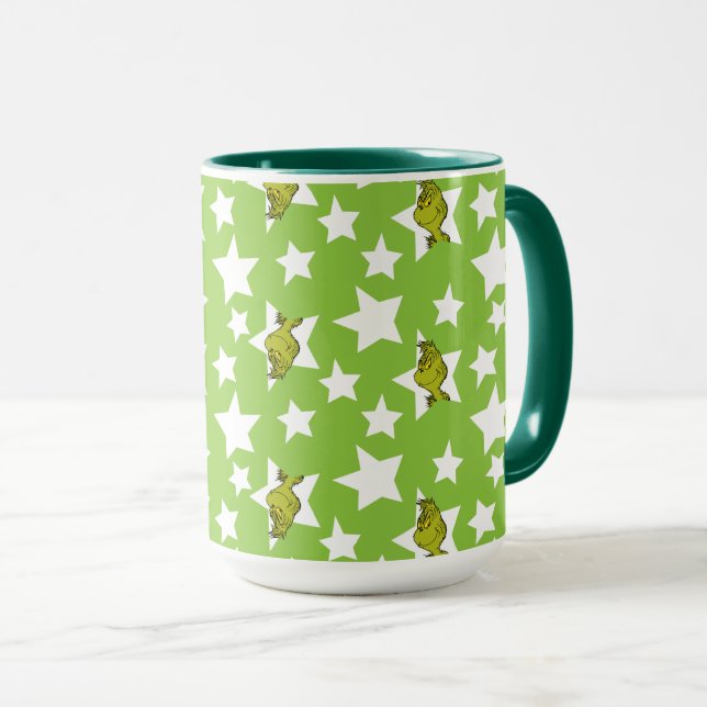 Caneca Padrão de Estrela do Grinch Espiando (Frente Esquerda)