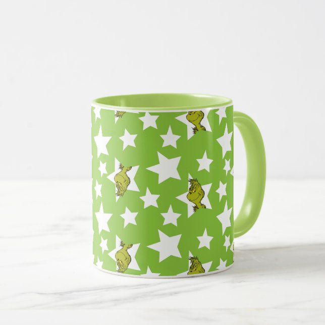 Caneca Padrão de Estrela do Grinch Espiando (Frente Esquerda)