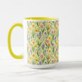 Caneca Padrão de Explosão de Flores da Primavera