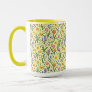 Caneca Padrão de Explosão de Flores da Primavera