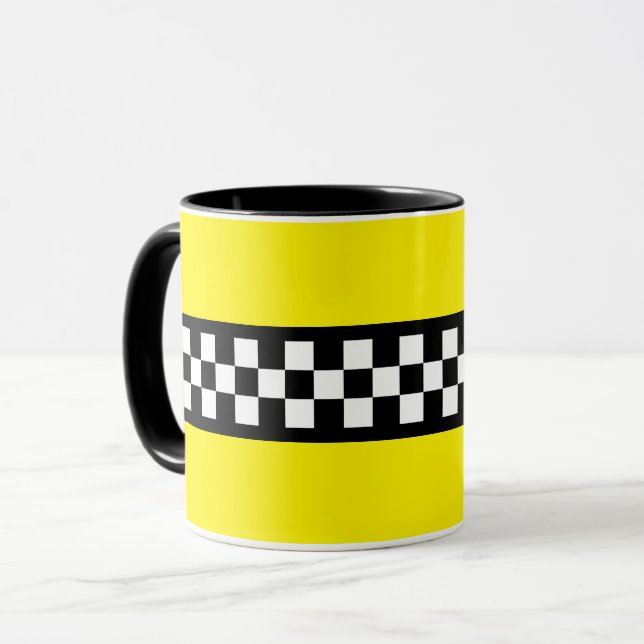 Caneca Padrão de Faixa de Verificação de Táxi (Frente Esquerda)
