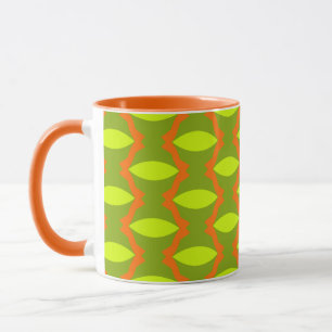 Caneca Padrão de Faixa Laranja Oval Verde
