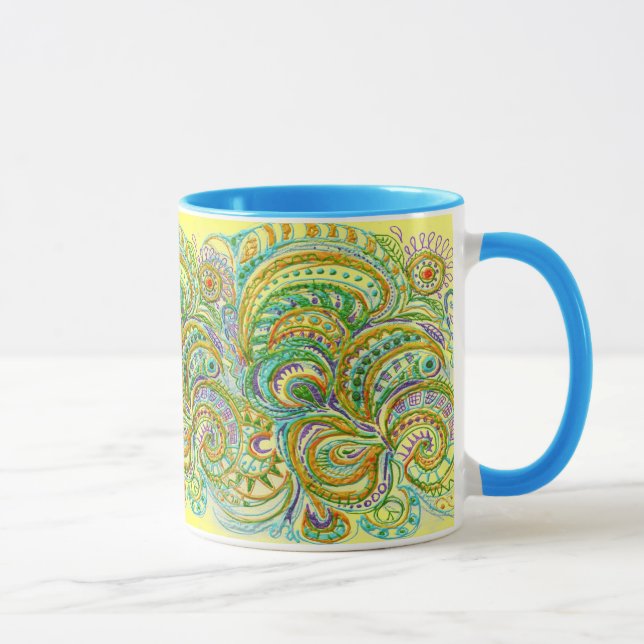Caneca Padrão de fantasia de arte popular (Direita)