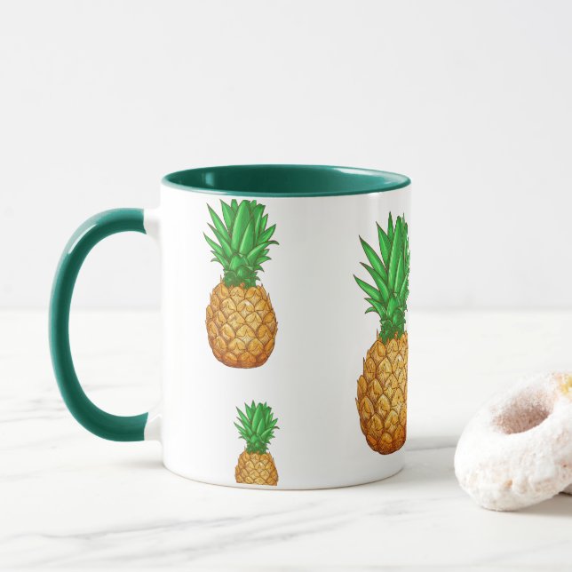 Caneca PADRÃO DE Fatia de abacaxi de FRUTA VERMELHA TROPI (Com Donut)