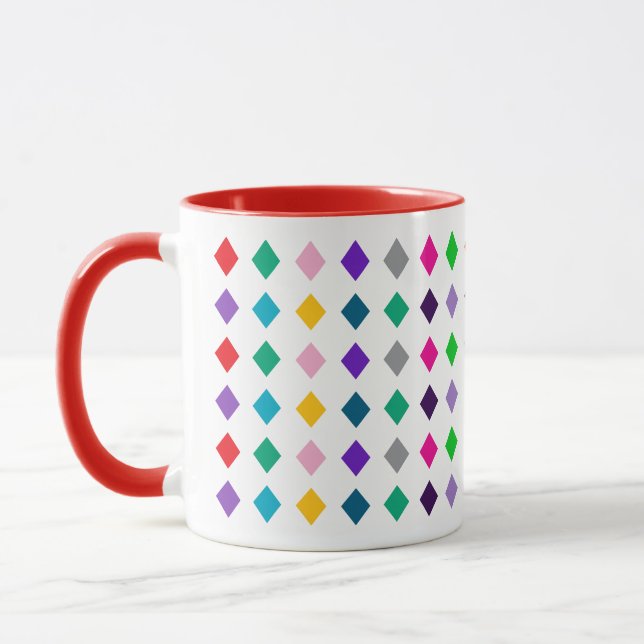 Caneca Padrão de Fato de Diamantes Harmoniosos Divertidos (Esquerda)