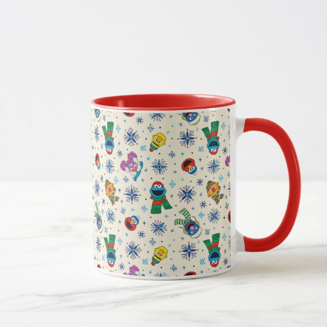 Caneca Padrão de Floco de Neve de Natal na Rua Sésamo (Direita)