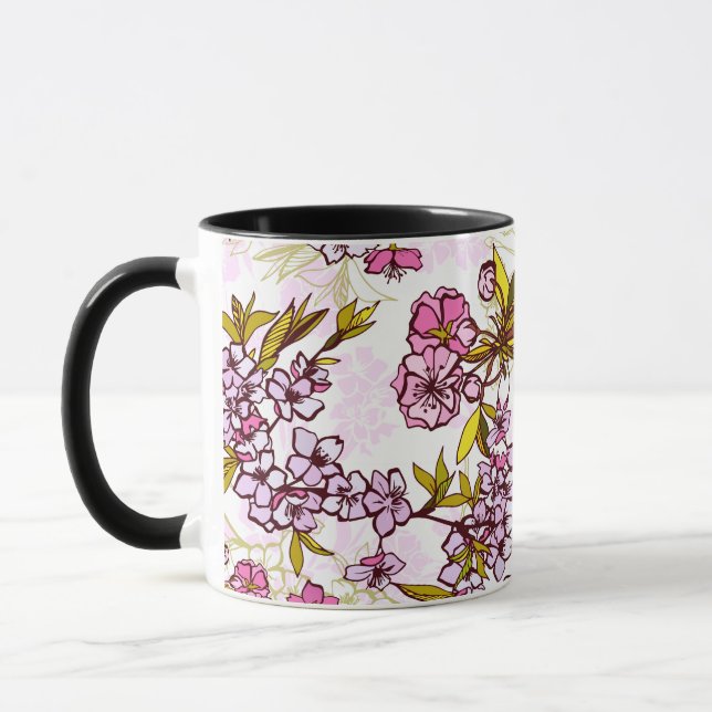 Caneca Padrão de Flor de Cerejeira  (Esquerda)