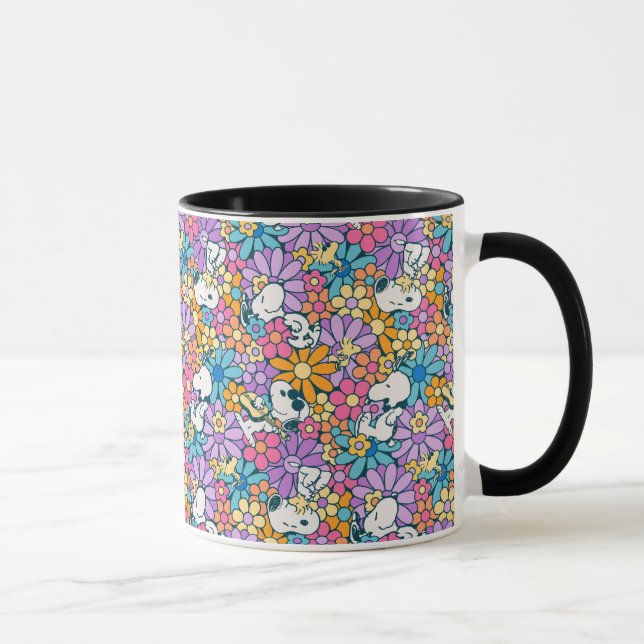 Caneca Padrão de Flor de Esnoopia e Woodstock (Direita)