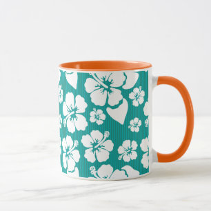 Caneca Padrão de Flor de Hibiscus Havaiano