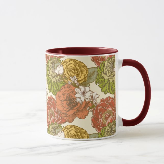 Caneca Padrão de Flor do Jardim (Direita)