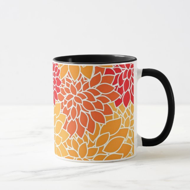Caneca Padrão de Flor Laranja (Direita)