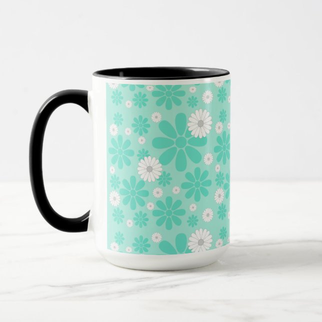 Caneca Padrão de Florais Pastel MINT (Esquerda)