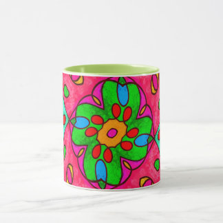 Caneca Padrão de Flores de Abstrato exclusivo