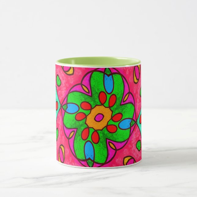 Caneca Padrão de Flores de Abstrato exclusivo (Centro)
