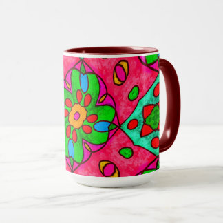 Caneca Padrão de Flores de Abstrato exclusivo