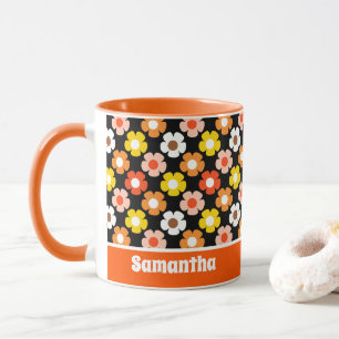 Caneca Padrão de Flores de Outono de Queda Retroativa Pre