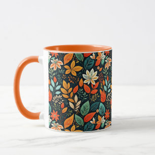 Caneca Padrão de Flores Exóticas Florais