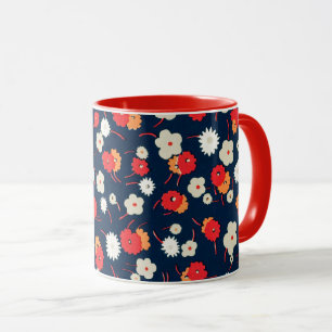 Caneca Padrão de Flores Felizes Pequenas