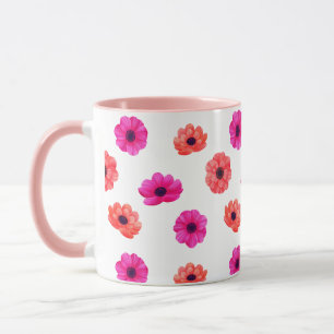 Caneca Padrão de Flores Tropicais 3D de Mola Colorida
