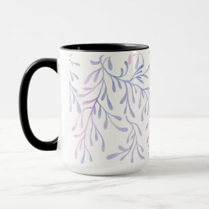 Caneca Padrão de Folha Botânica Roxo e Azul Elegante