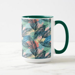 Caneca Padrão de Folha de Pastel Tropical