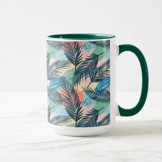 Caneca Padrão de Folha de Pastel Tropical (Direita)