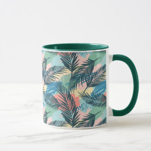 Caneca Padrão de Folha de Pastel Tropical