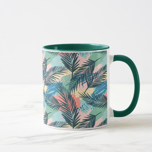 Caneca Padrão de Folha de Pastel Tropical (Direita)