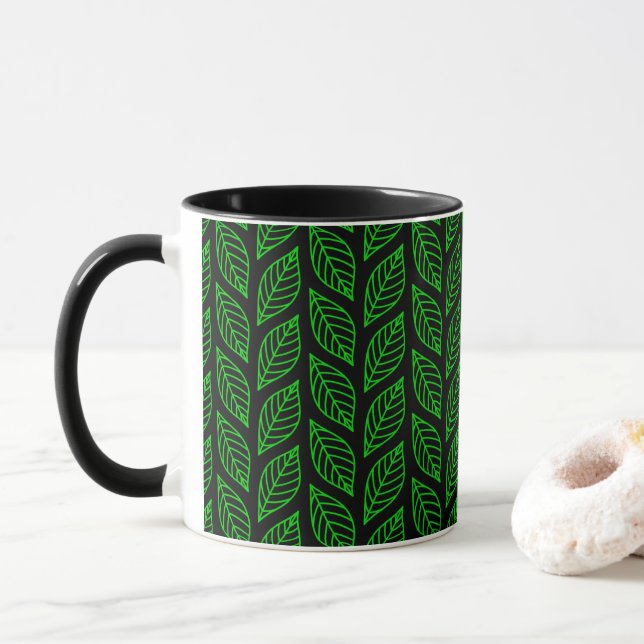Caneca Padrão de Folha Verde (Com Donut)