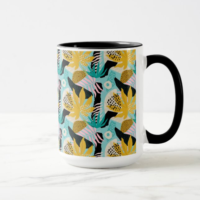 Caneca Padrão de Folhas da Floresta Tropical (Direita)