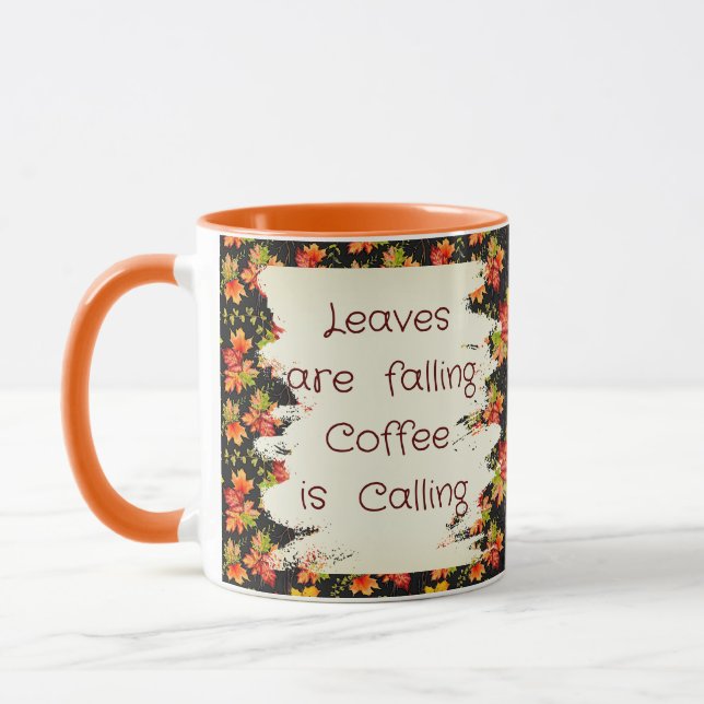 Caneca Padrão de folhas de bordo outonal citação (Esquerda)