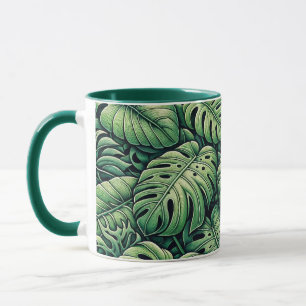 Caneca Padrão de Folhas de Monstera
