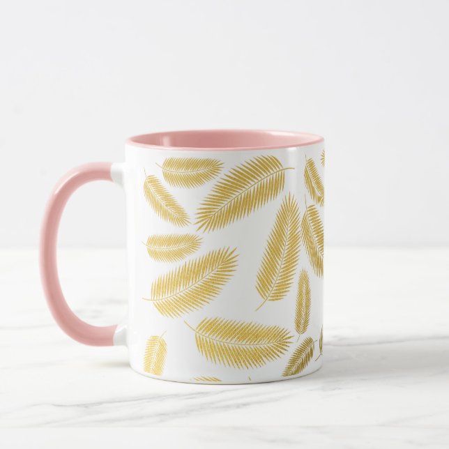 Caneca Padrão de Folhas de Palmeira em Ouro Falso (Esquerda)