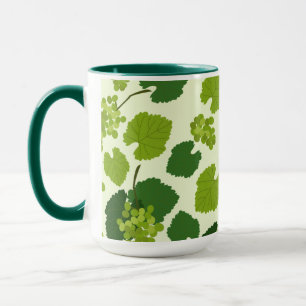Caneca Padrão de Folhas de Uvas e Uvas