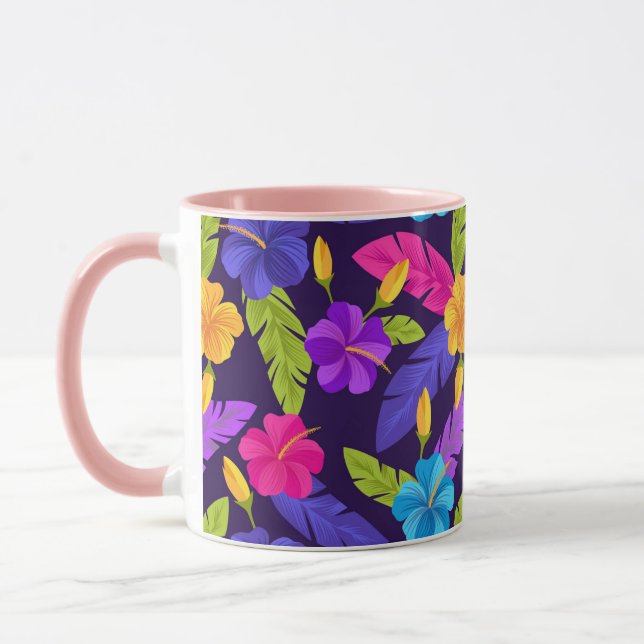 Caneca Padrão de Folhas e Flores Tropicais-23857 (Esquerda)