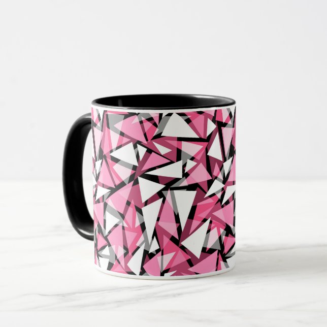 Caneca padrão de formas de triângulos geométricos (Frente Esquerda)
