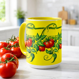 Caneca Padrão de Friso de Tomates de Jardim Art Nouveau R