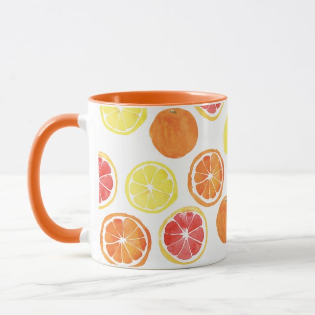 Caneca Padrão de Fruta de Citrus de Aquarela (Esquerda)